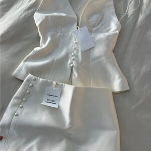 Elegant White Women's Two-Piece Set